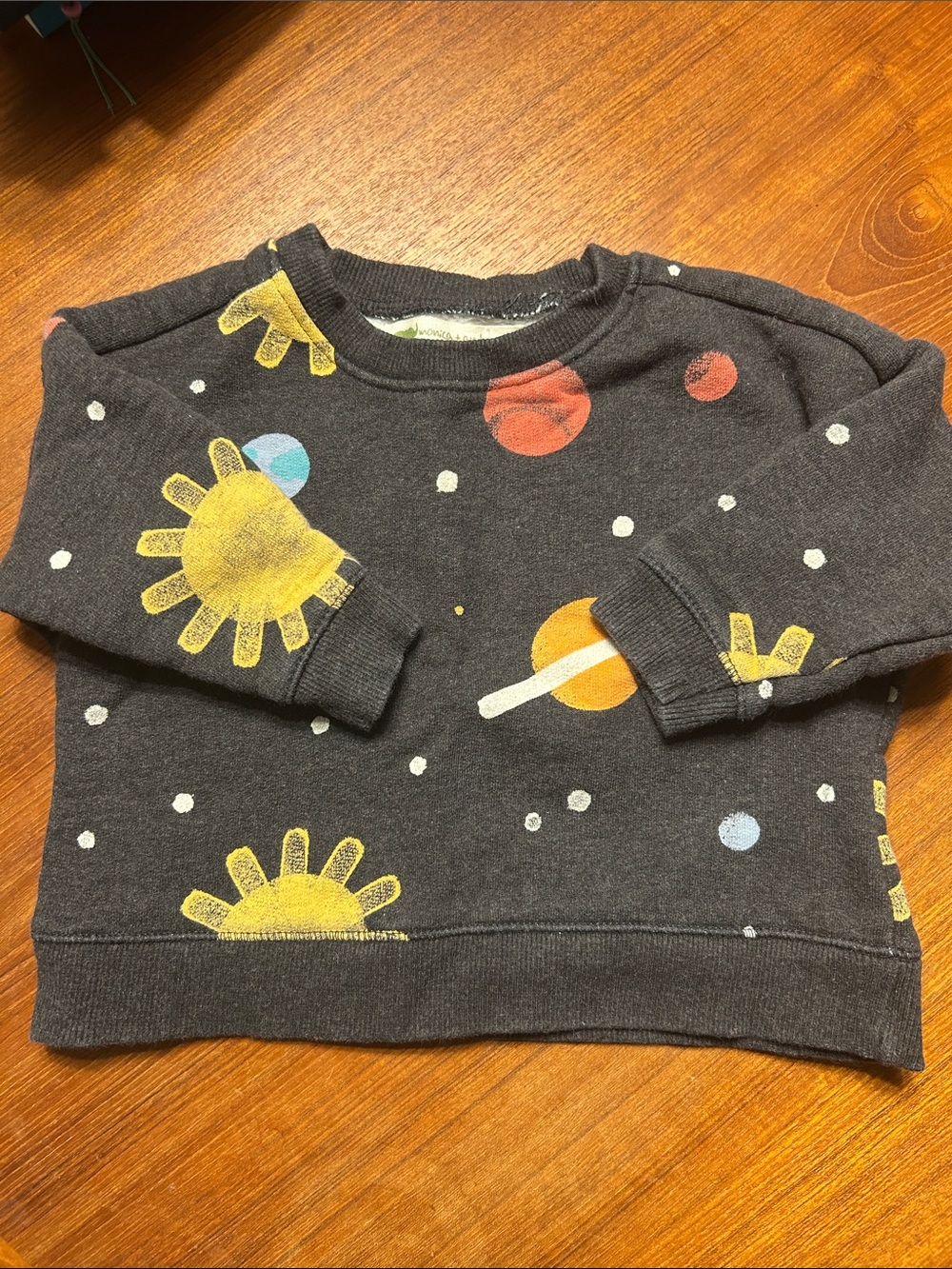 Kids Charcoal Space Print Crewneck Sweatshirt